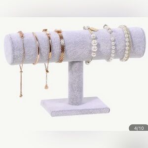 Elegant Velvet Jewelry Display Stand Oval Bracelet & Watch Holder BLACK OR GRAY